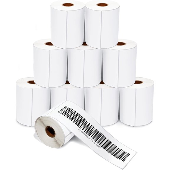 4" X 10" Direct Thermal Labels (1600 Count, 10 Rolls) - Extended Shipping Labels and Barcode Stickers for Warehouse Carton Relabeling - Compatible with Zebra and Printers