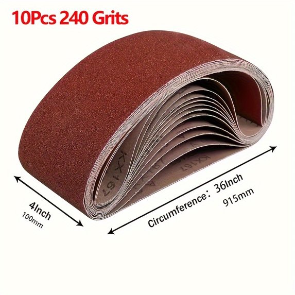 4 X 36 Inch Aluminum Oxide Sanding Belt Kit - Of 60 80 120 150 240 400 Grits-Premium Sandpaper Sander Belt for Portable Belt (10pcs 240 Grits)