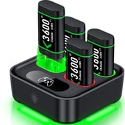 Beboncool Xbox Controller Charging Dock with 4 Rechargeable Batteries - 12-15hrs Playtime, Compatible with Xbox Series X|S, Xbox One, One S, One X & Elite Controllers