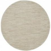 4 X 4 Ivory And Beige Round Non Skid Indoor Outdoor Area Rug - 6 x 7