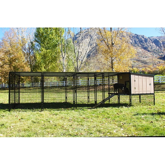 4' X 4' K9 Kennel Castle House With 4' X 16' Run with Metal Cover-Basic