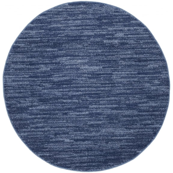 4' X 4' Navy Blue Round Non Skid Indoor Outdoor Area Rug - 6' x 7'