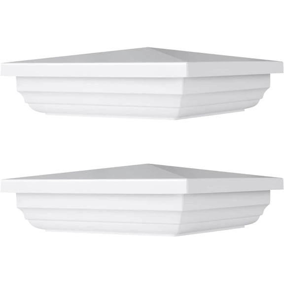 4 X 4 White Vinyl New England Post Caps Pyramid Square Fence Post Top for 4" X 4