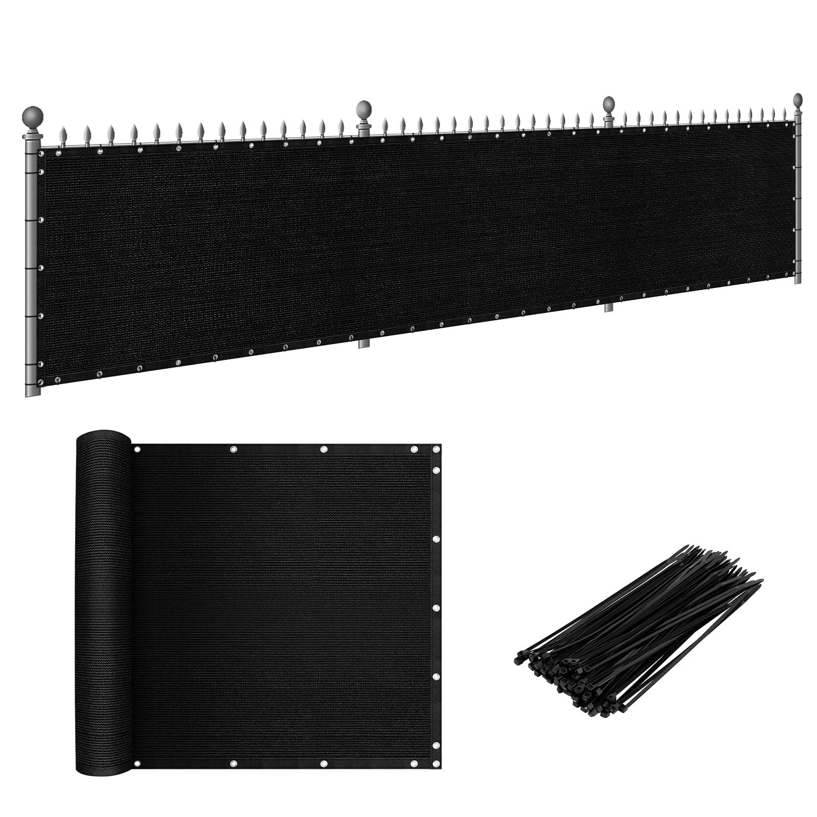 Oumilen 4 X 50 ft Woven Mesh Fence Black Outdoor Garden