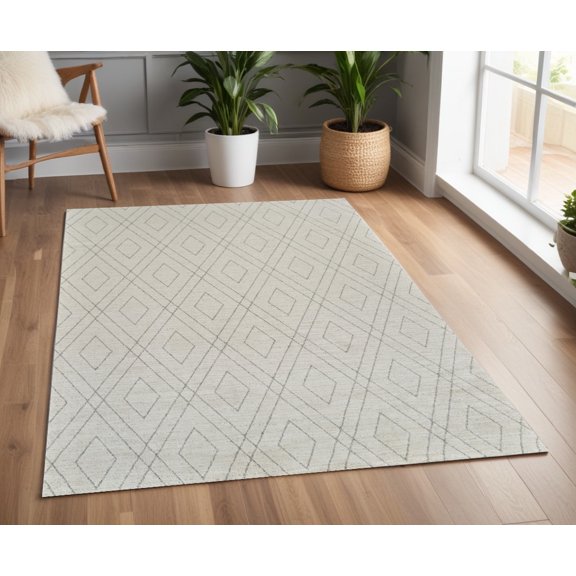 4' X 6' Beige and Gray Abstract Non Skid Area Rug