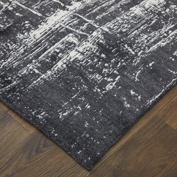 10' X 14' Black and Gray Abstract Hand Woven Area Rug