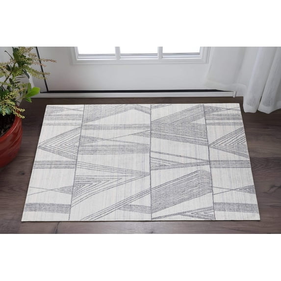 4' X 6' Black and Ivory Abstract Hand Woven Area Rug