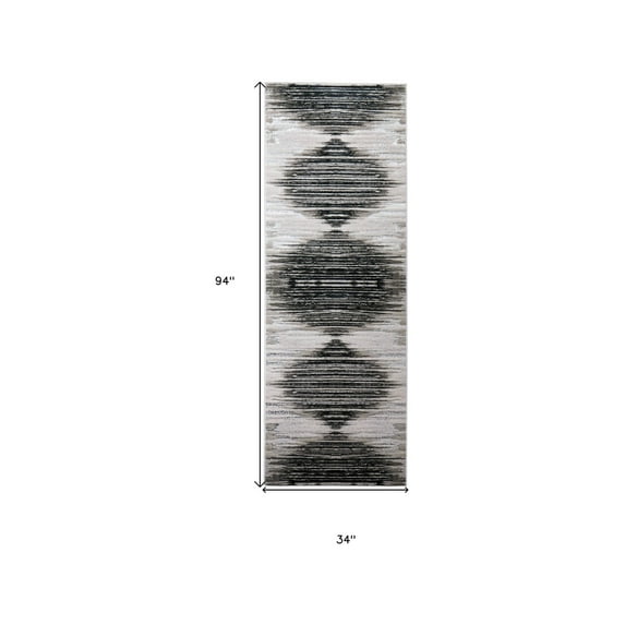 4' X 6' Black and Silver Geometric Power Loom Area Rug