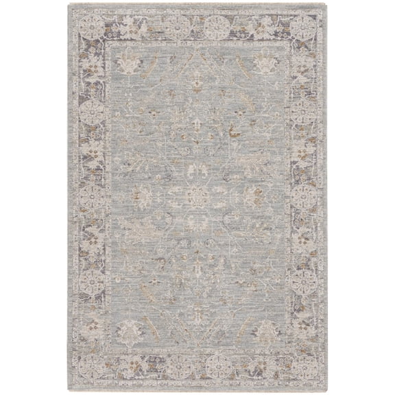 HomeRoots 569664 4 x 6 ft. Floral Power Loom Distressed Rectangle Area Rug, Blue