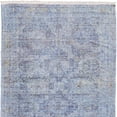thumbnail image 1 of 5' X 8' Blue and Ivory Abstract Hand Woven Distressed Area Rug With Fringe, 1 of 10