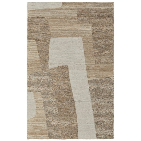 9' X 12' Brown Tan and Ivory Wool Abstract Hand Tufted Area Rug