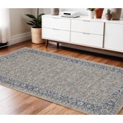 4' X 6' Gold Charcoal And Ivory Wool Medallion Hand Woven Area Rug