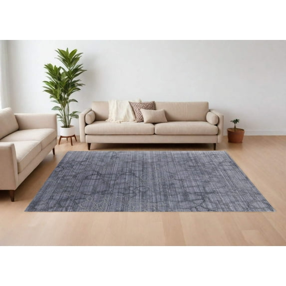 HomeRoots 567847 8 x 10 ft. Abstract Hand Woven Rectangle Area Rug, Gray & Blue