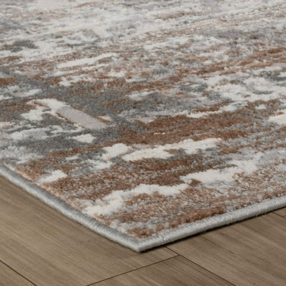 4' X 6' Gray and Brown Abstract Distressed Area Rug