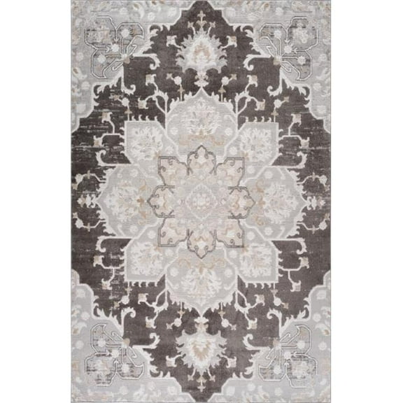 4' X 6' Gray and Brown Southwestern Distressed Area Rug