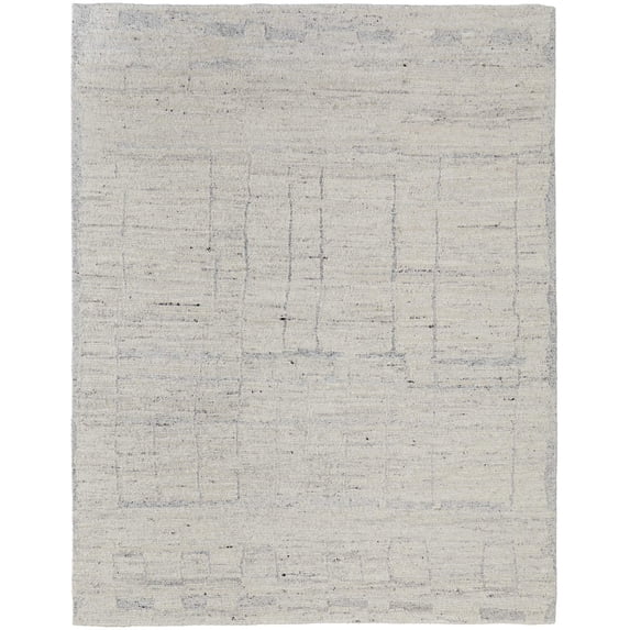 4' X 6' Gray and Ivory Abstract Hand Woven Worn Faded Area Rug