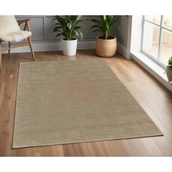 4' X 6' Tan Wool Hand Woven Area Rug