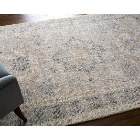 HomeRoots 566174 2 x 3 ft. Oriental Hand Woven Distressed Rectangle Area Rug with Fringe, Tan & Gray
