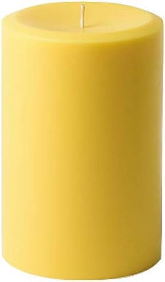4" X 6" Yellow Citronella Scented Pillar Candle Hand Made With Solid