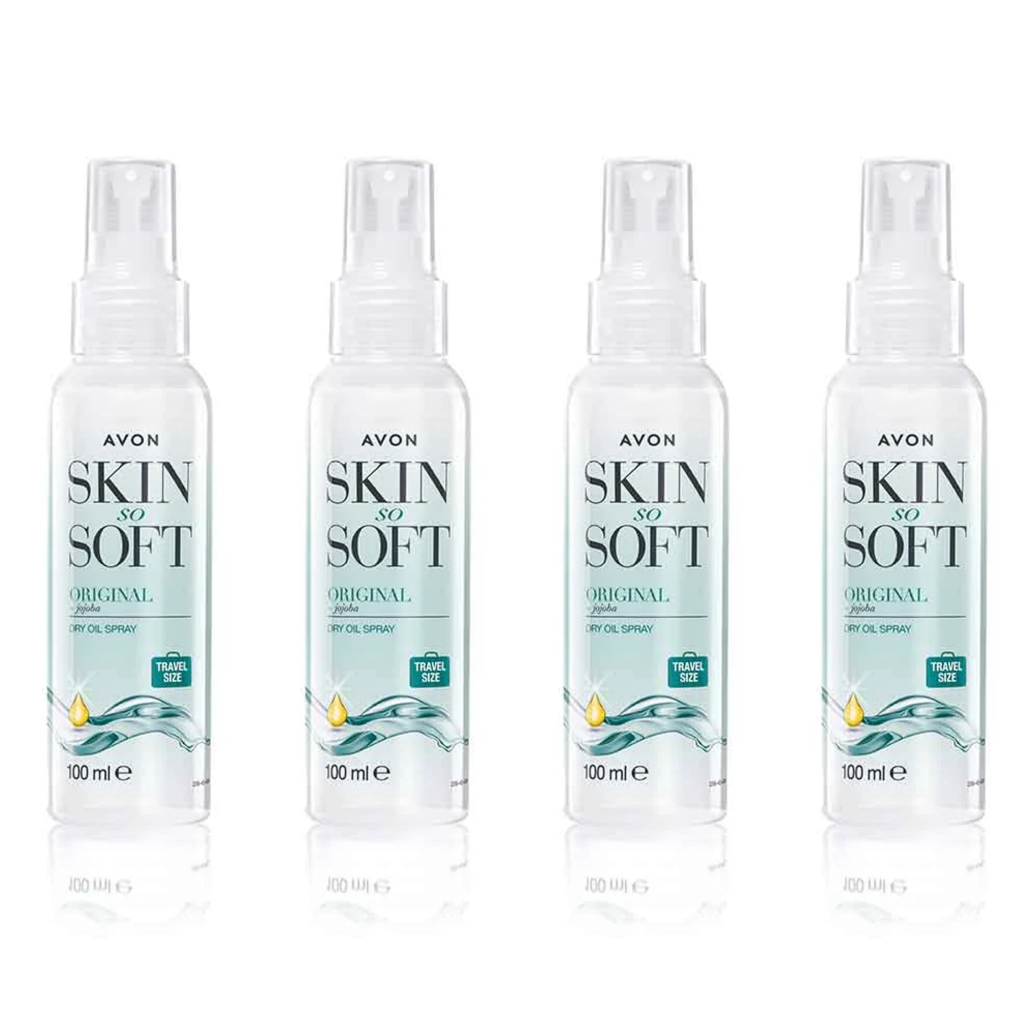 4 X Bottles Avon Skin So Soft Original Dry Oil Spray Travel Size 3.38 fl oz - 100 ml each