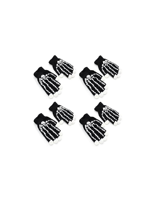 4 X C&H Solutions LED Light Gloves Xmas Gift, Birthday Gift, Halloween, Event Light Show Party Gloves with Extra 4 Pcs of Batteries (Skeleton 7 Color & 6 Modes Gloves)