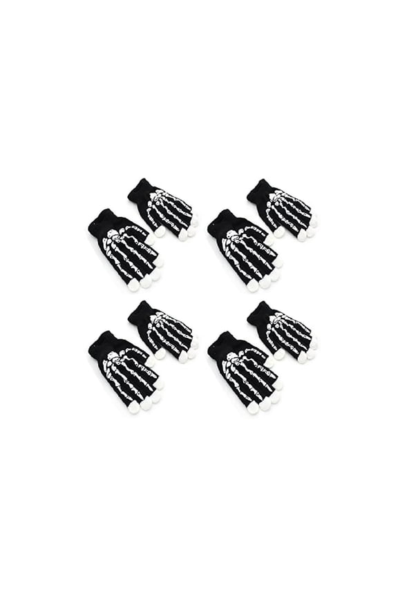 4 X C&H Solutions LED Light Gloves Xmas Gift, Birthday Gift, Halloween, Event Light Show Party Gloves with Extra 4 Pcs of Batteries (Skeleton 7 Color & 6 Modes Gloves)