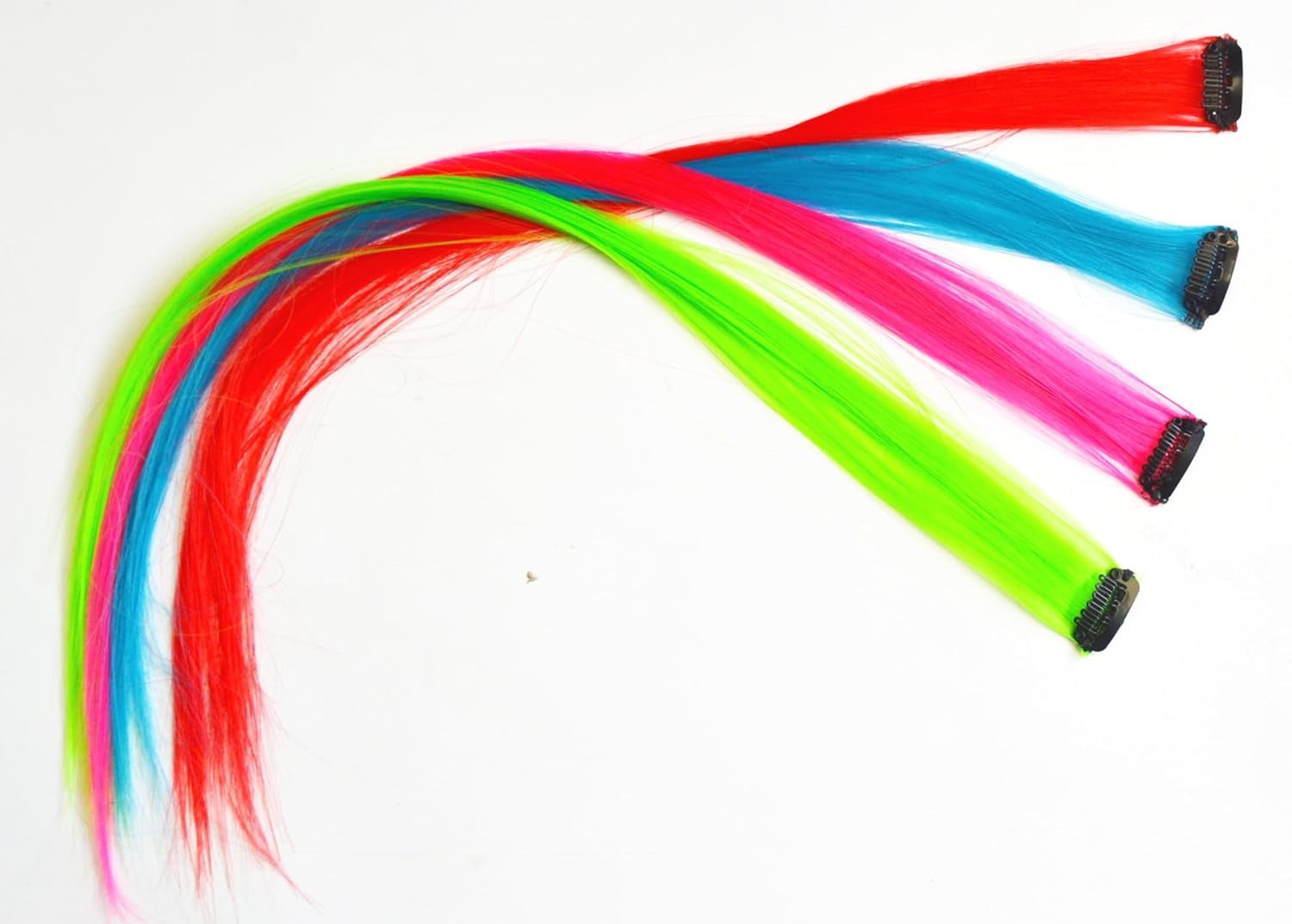 4 X Colored Straight Synthetic Clip On In Hair Extensions Beauty Salon