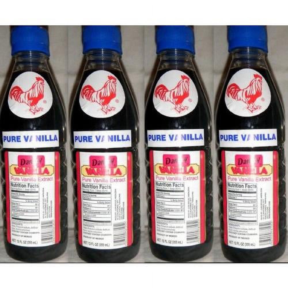 4 X Dark Pure Mexican Vanilla Extract From Mexico 12Oz Each 4 Plastic