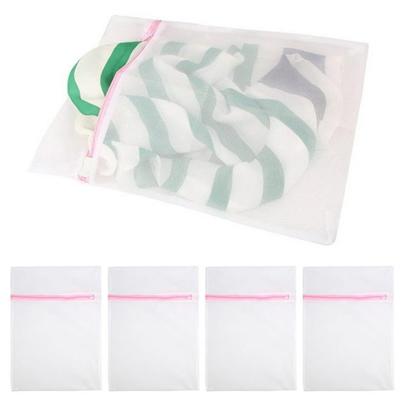 4 X Durable Mesh Laundry Bags Wash Delicates Zippered 11"x15" Lingerie Socks Bra