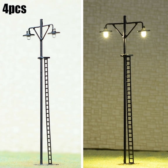 4 X HO Scale LED Yard Light Model Train Railroad Street Station Lamp Post Wall Lamp Scenery Decoration Architecture Building A