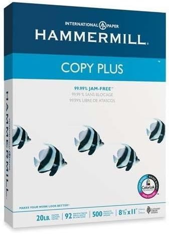 4 X Hammermill Copy Plus Multipurpose/Fax/Laser/Inkjet Printer Paper, Letter Size (8.5 x 11), 92 Brightness, 20 lb, Acid Free, Ream, 500 Total Sheets (105007)