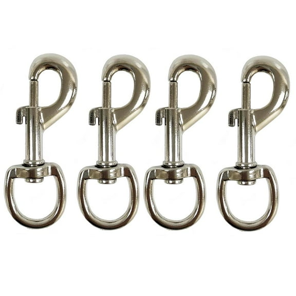 4 X Heavy Duty Bull Snap Latching Hook Chrome Silver Bulk Round Swivel Eye Bolt