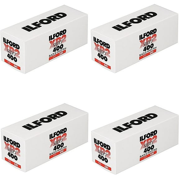 4 X Ilford XP2 Super, Black and White Print Film, 120 (6 cm), ISO 400 (1839649)