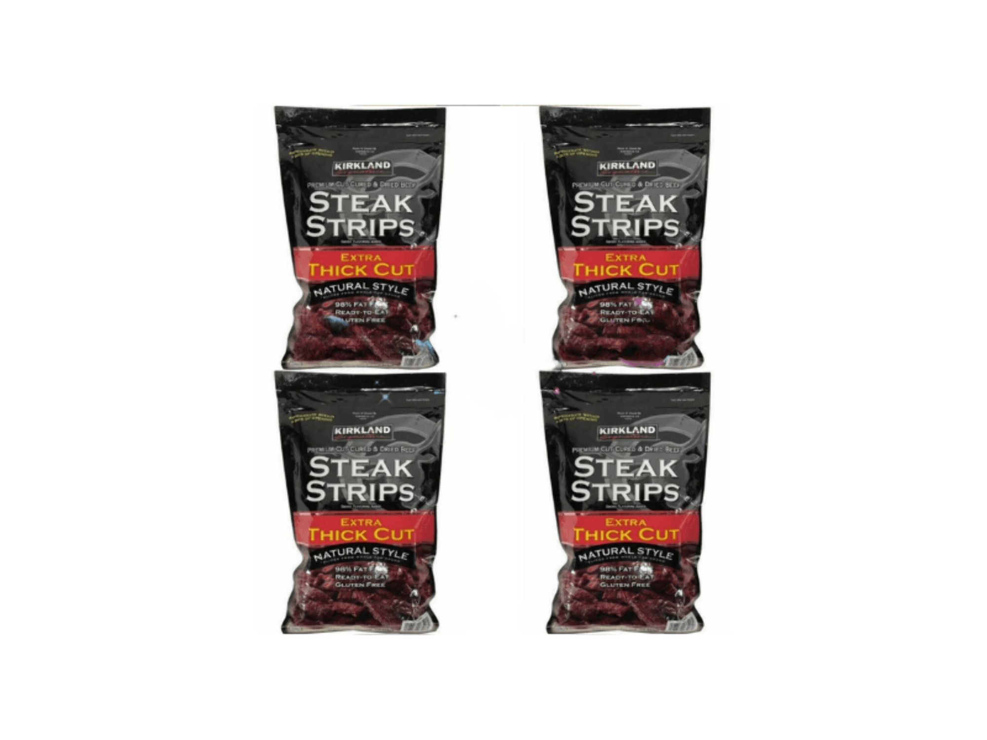 4 X Kirkland Premium Cut Steak Strips Dried Beef Jerky Extra Thick Cut