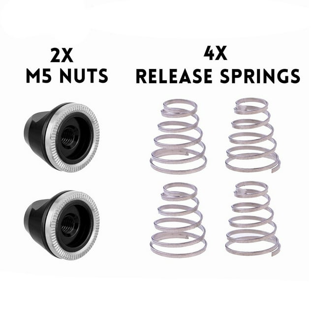 4 x QUICK RELEASE Bike Wheel SKEWER SPRING + 2 x M5 NUT Screw Nut Axle