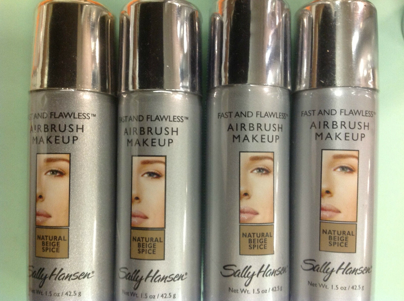 4 X Sally Hansen Fast and Flawless Airbrush Foundation Natural Beige Spice NEW.