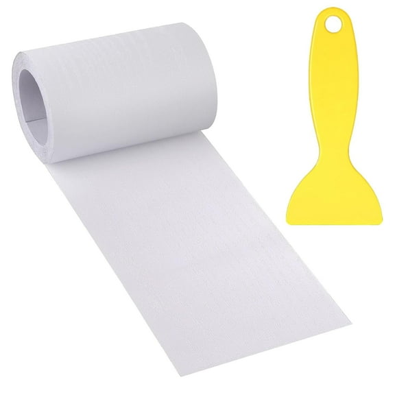 4" X33' Size Realistic Wood Grain Repair Tape, Self Adhesive Wood Grain Repair Patch for Tables, Chairs, Doors, Windows, Floors, Furniture Renovation, Handicraft DIY. & Plastic Scraper. White Wood