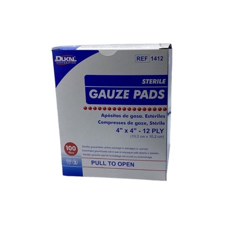 4"X4" Gauze Pads Cotton Latex-Free Sterile-12 ply-100 Pads/Box (4 Boxes)MS-42140