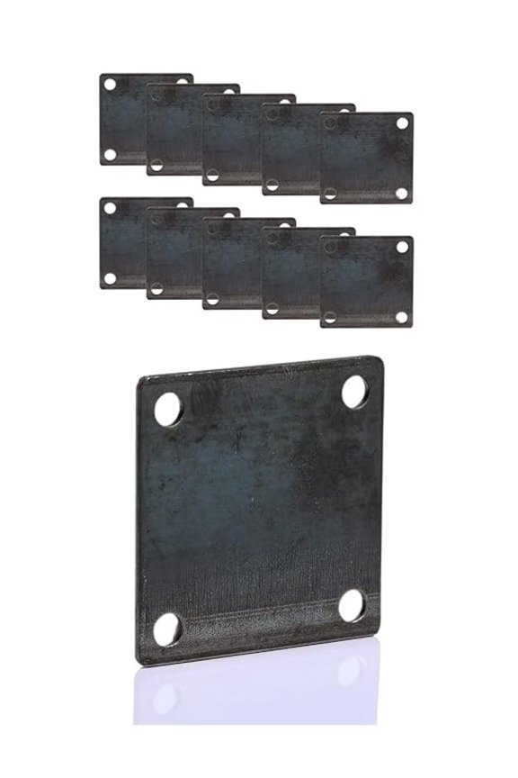 4X4 Weldable Square Steel Metal Baseplate - A36 Steel Plate - High-Quality Steels Plate Base for Structure Support | 10 Pieces