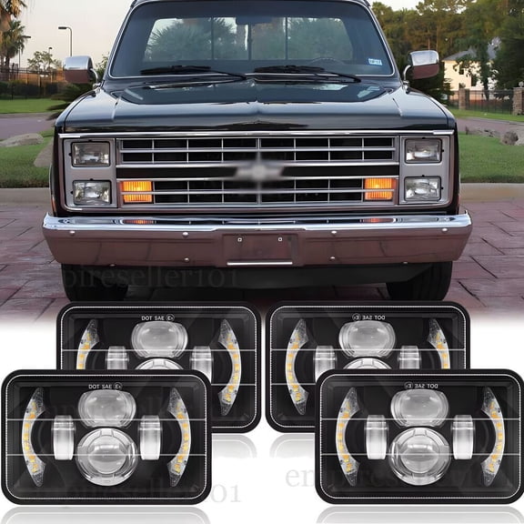 4"X6" 4PCS LED Headlights Sealed Hi/Low Beam For Chevy C10 Pickup 81-1987 Truck