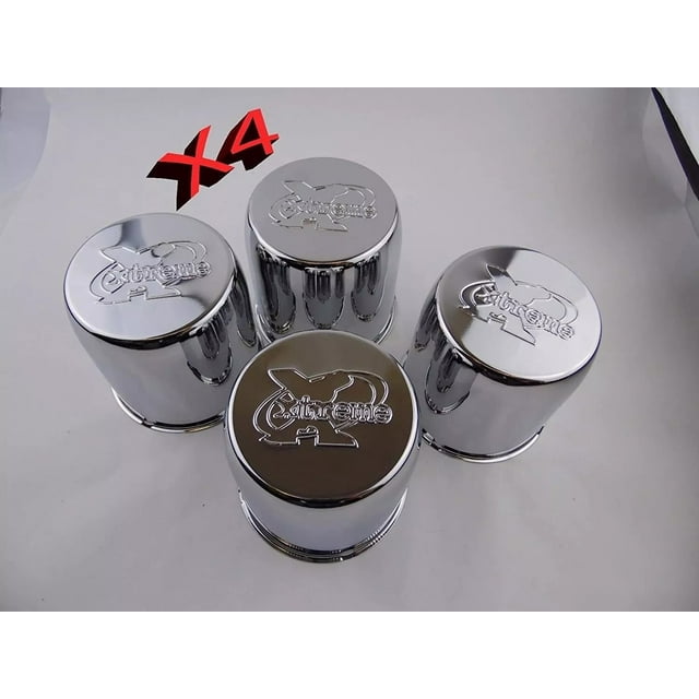 4 Xtreme Wheels Center Cap Push Thru Steel Chrome Tall 4.24" X 4.16" Center C102