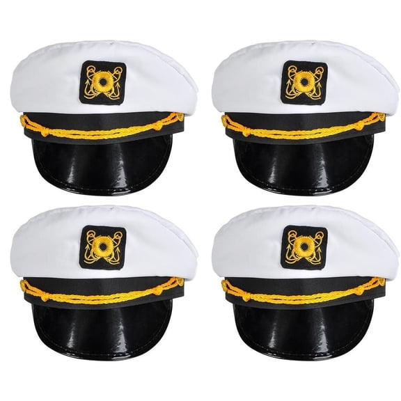 4 Yacht Captain Sailing Hats Great Cruise Accessory (4 Pack)