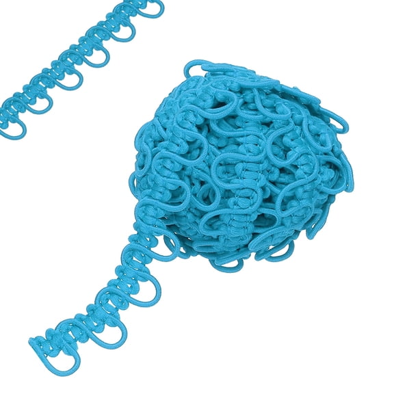 4 Yard Braid Trim with Button Loops, 5/8 Inch Dress Zipper Extender Upholstery Trim Blue