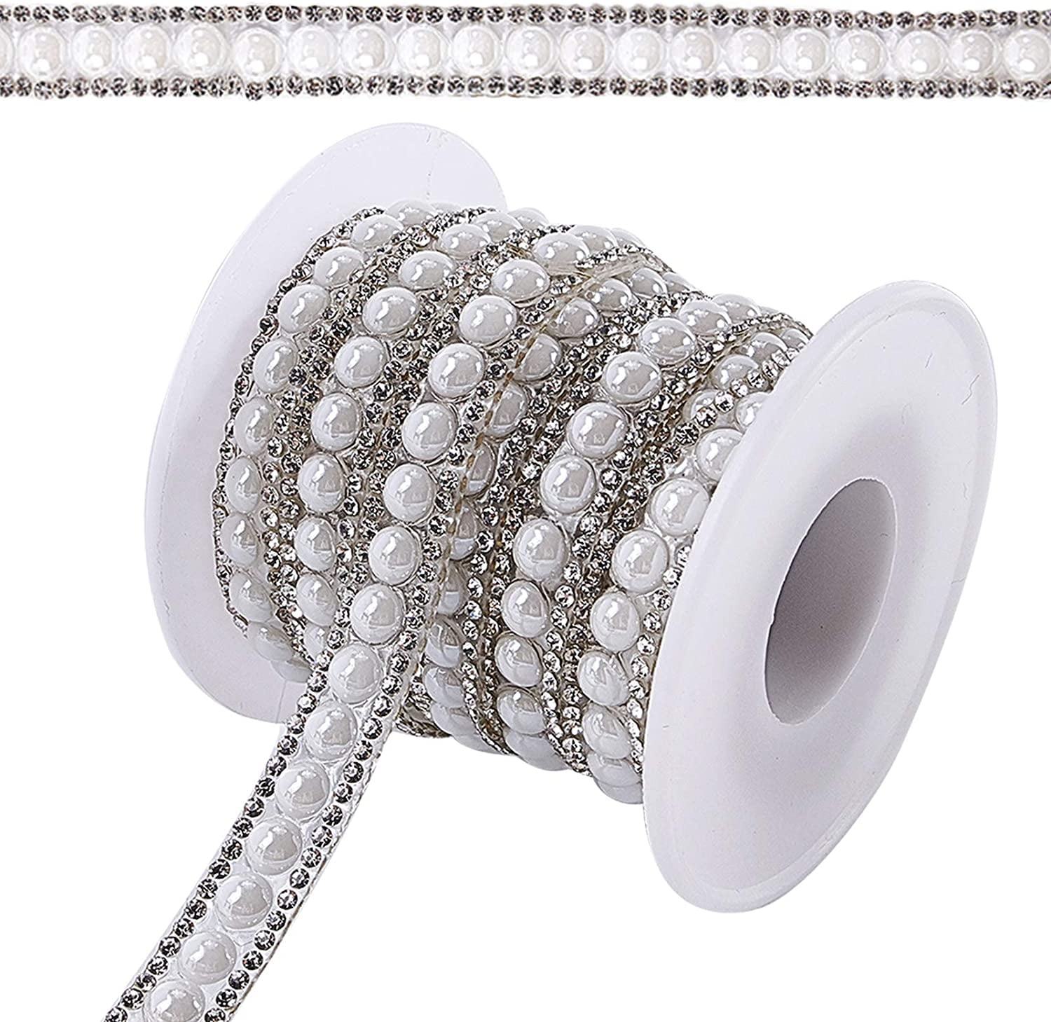 Double Row Rhinestone Chain 4 Yards 10mm Rhinestone Trim Applique 2 Rows Crystal Beaded Chain White ...