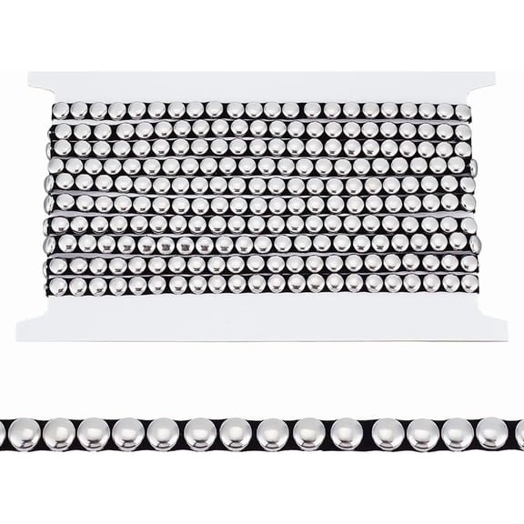 4 Yards Hot Fix Nailhead Trim 0.31inch/8mm Wide Dome Stainless Steel Rivet Studed Applique Decorative Metal Iron-on Nailhead Trim