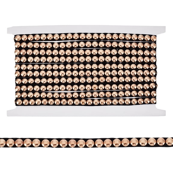 4 Yards Hot Fix Nailhead Trim 0.39inch/10mm Wide Studed Applique Decorative Metal Iron-on Convex Dome Rivet Ribbon Gold