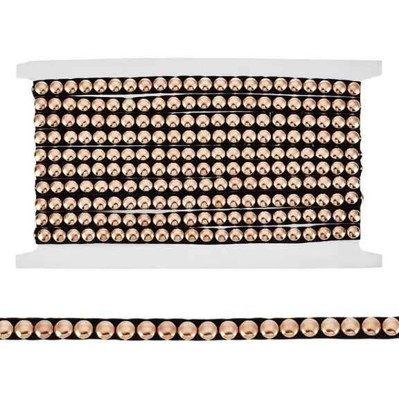 4 Yards Hot Fix Nailhead Trim 0.39inch/10mm Wide Studed Applique Decorative Metal Iron-on Convex Dome Rivet Ribbon for Purse Handbag Punk Clothing Belt Decoration Gold