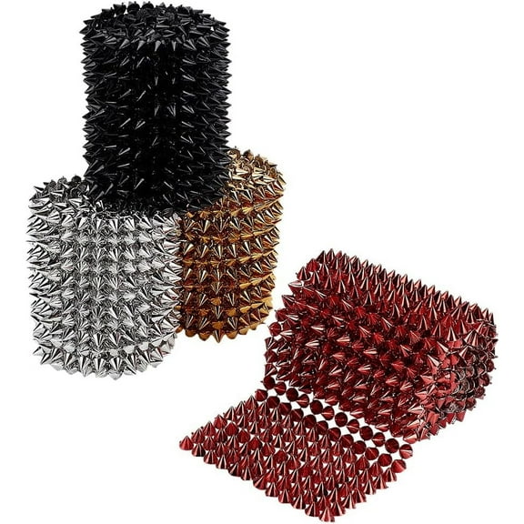 4 Yards Sew Stitch On Stud Cone 4 Colors Cone Flatback Punk Studs Rivets DIY Punk Rock Trim Beads for Clothing Wedding Decoration Costume Embellishment Belt Bag Shoes Jewelry
