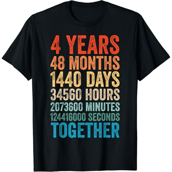 4 Year Anniversary Him Her Couple 4th Wedding T-Shirt100% cotton
