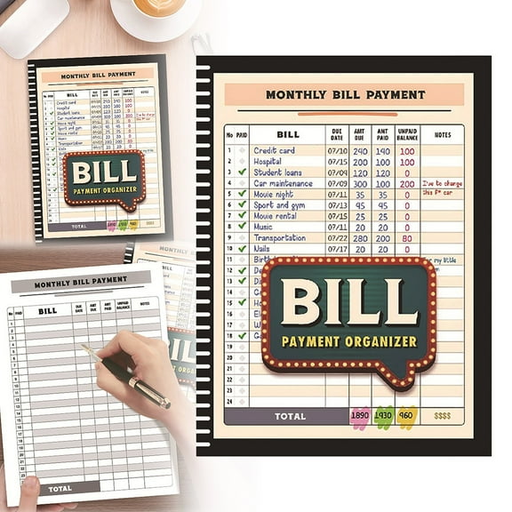 4-Year Bill Payment Record Book With 1150 Expense Pages For Family Financial Organization And Debt Tracking - Coffee
